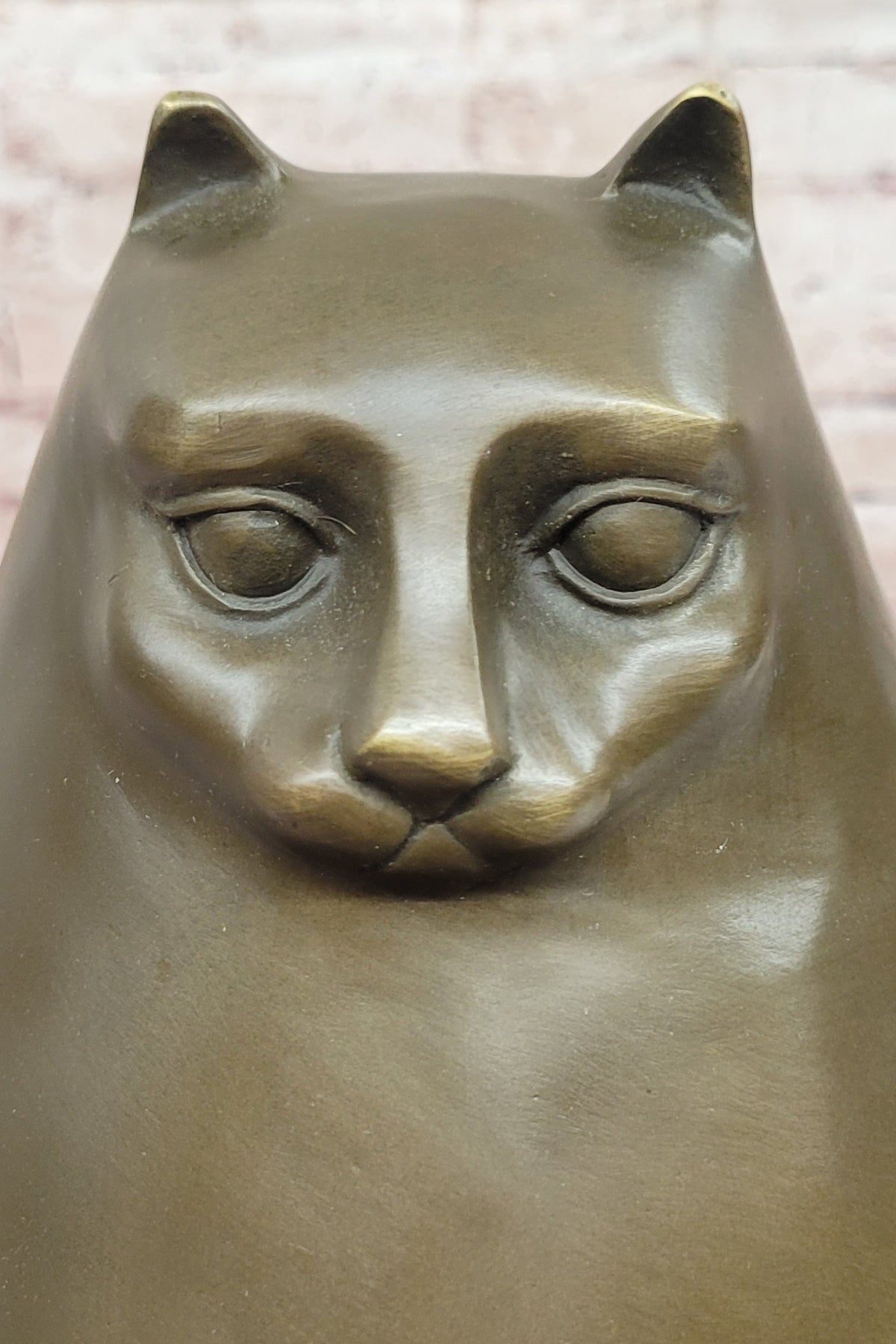Botero Modern Abstract Cat Bronze Sculpture with Minimalist Form