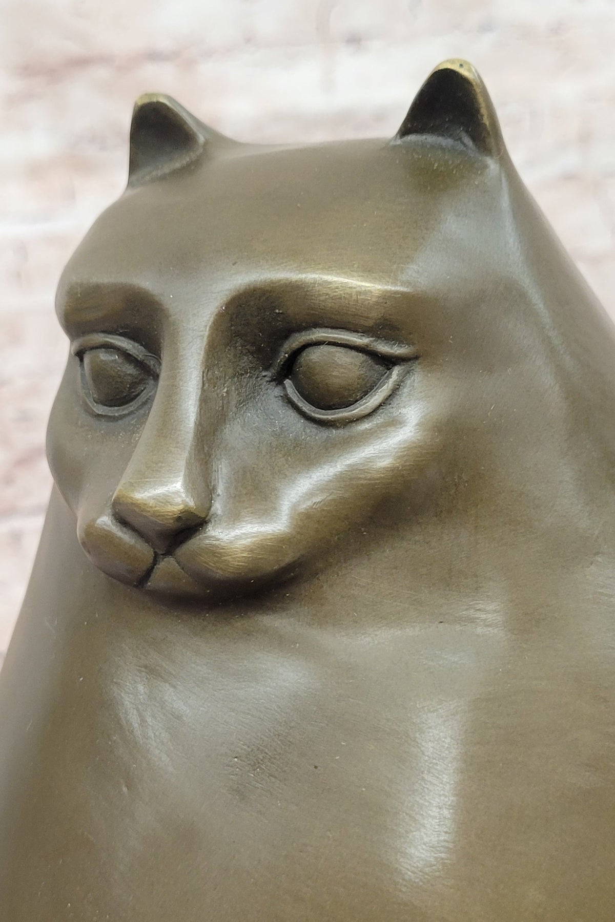 Botero Modern Abstract Cat Bronze Sculpture with Minimalist Form