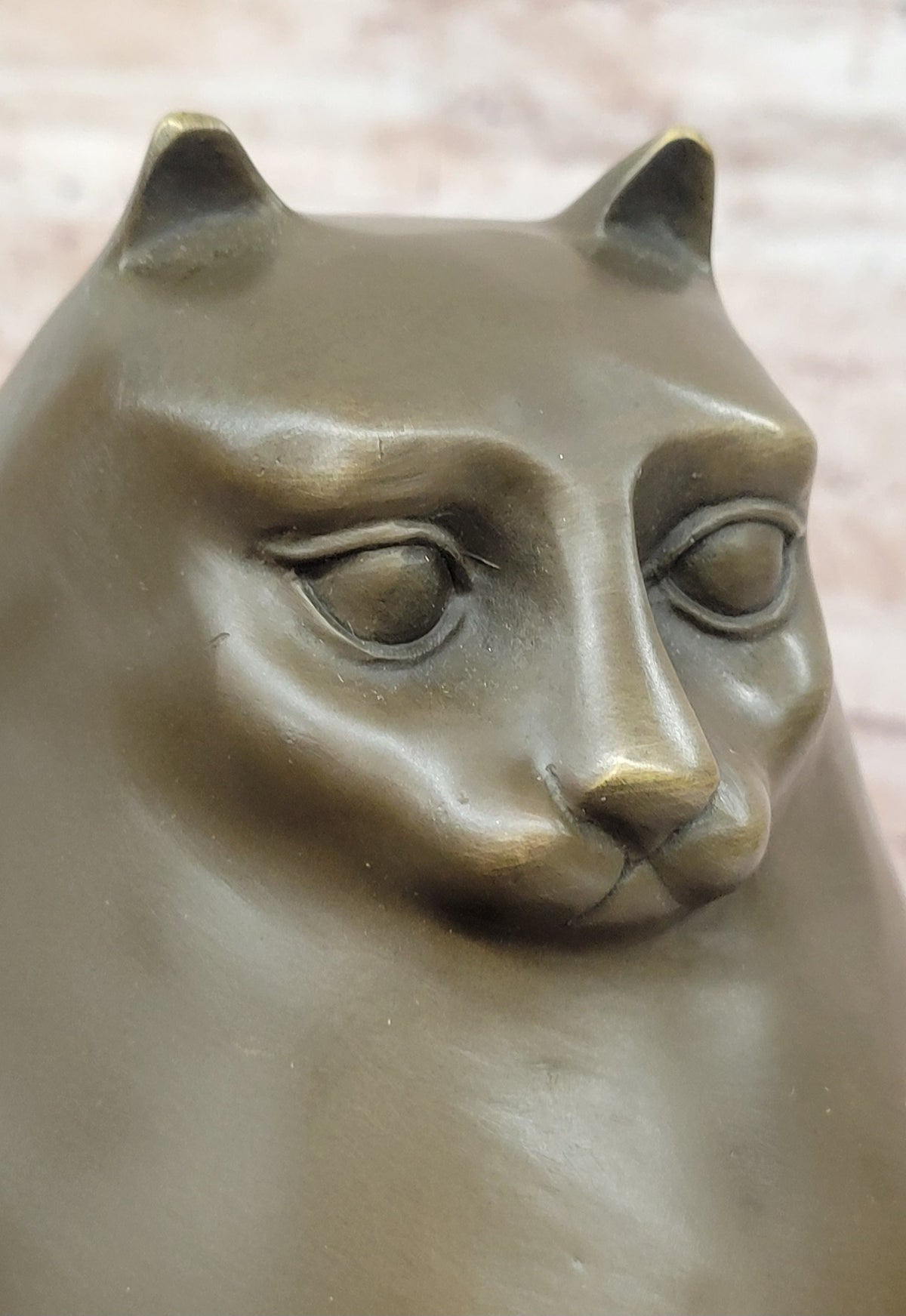 Botero Modern Abstract Cat Bronze Sculpture with Minimalist Form