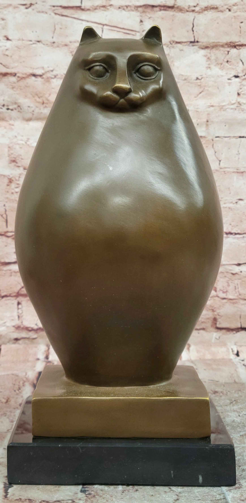 Botero Modern Abstract Cat Bronze Sculpture with Minimalist Form