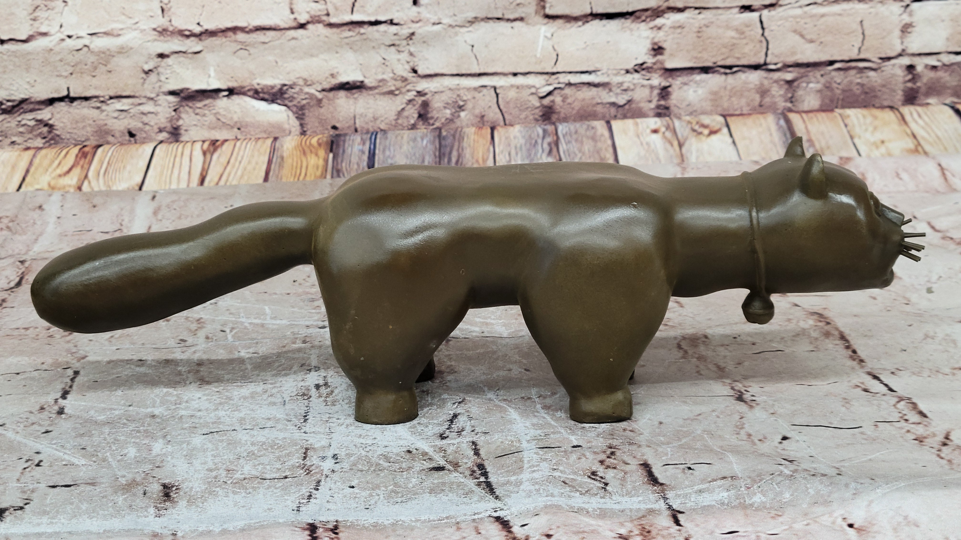 Handcrafted Large Botero Cat Gato Feline Animal Bronze Sculpture Figurine Figure