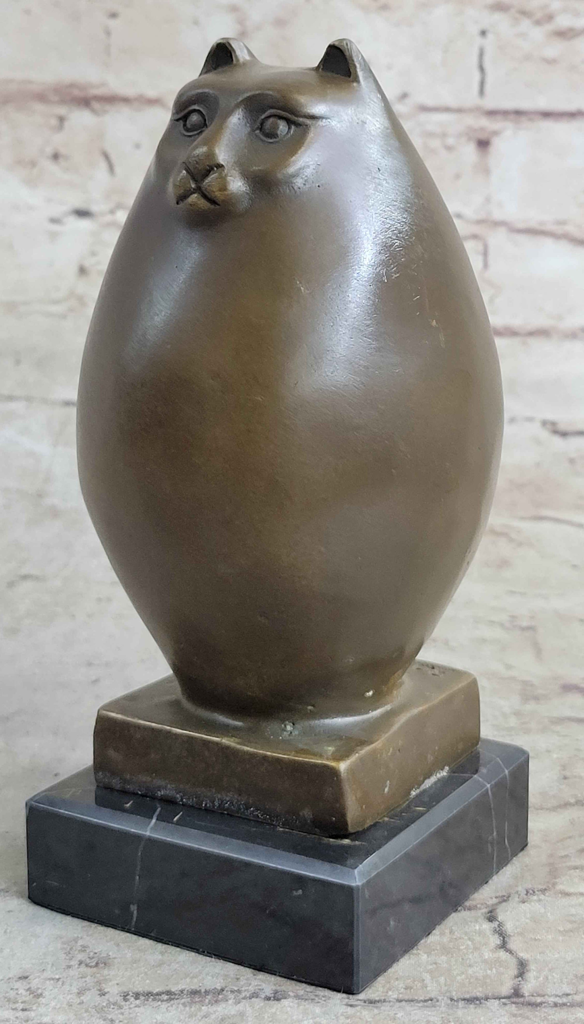 Handcrafted Detailed Hot Cast Cat by Botero Bronze Sculpture Statue Figure Sale
