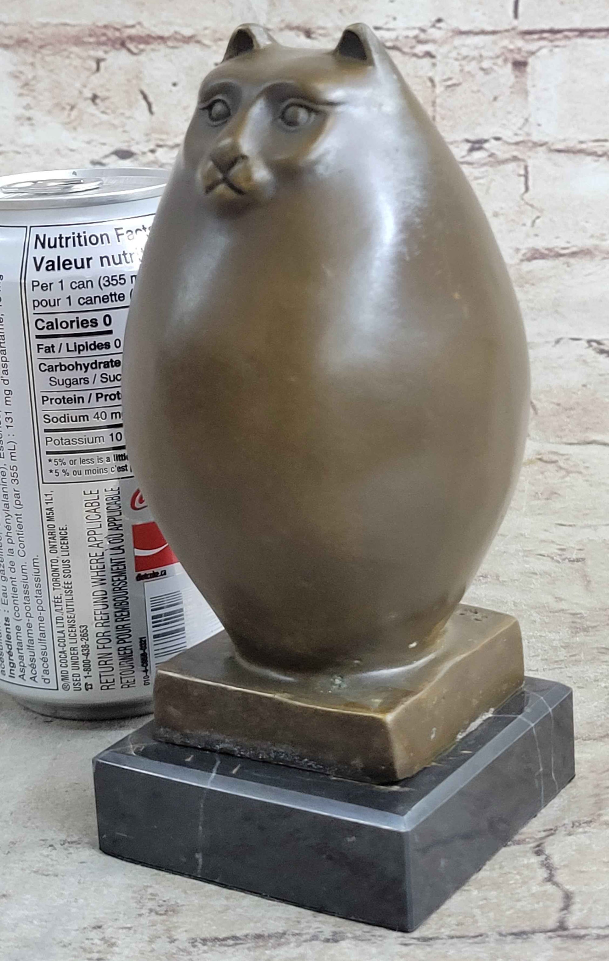 Handcrafted Detailed Hot Cast Cat by Botero Bronze Sculpture Statue Figure Sale
