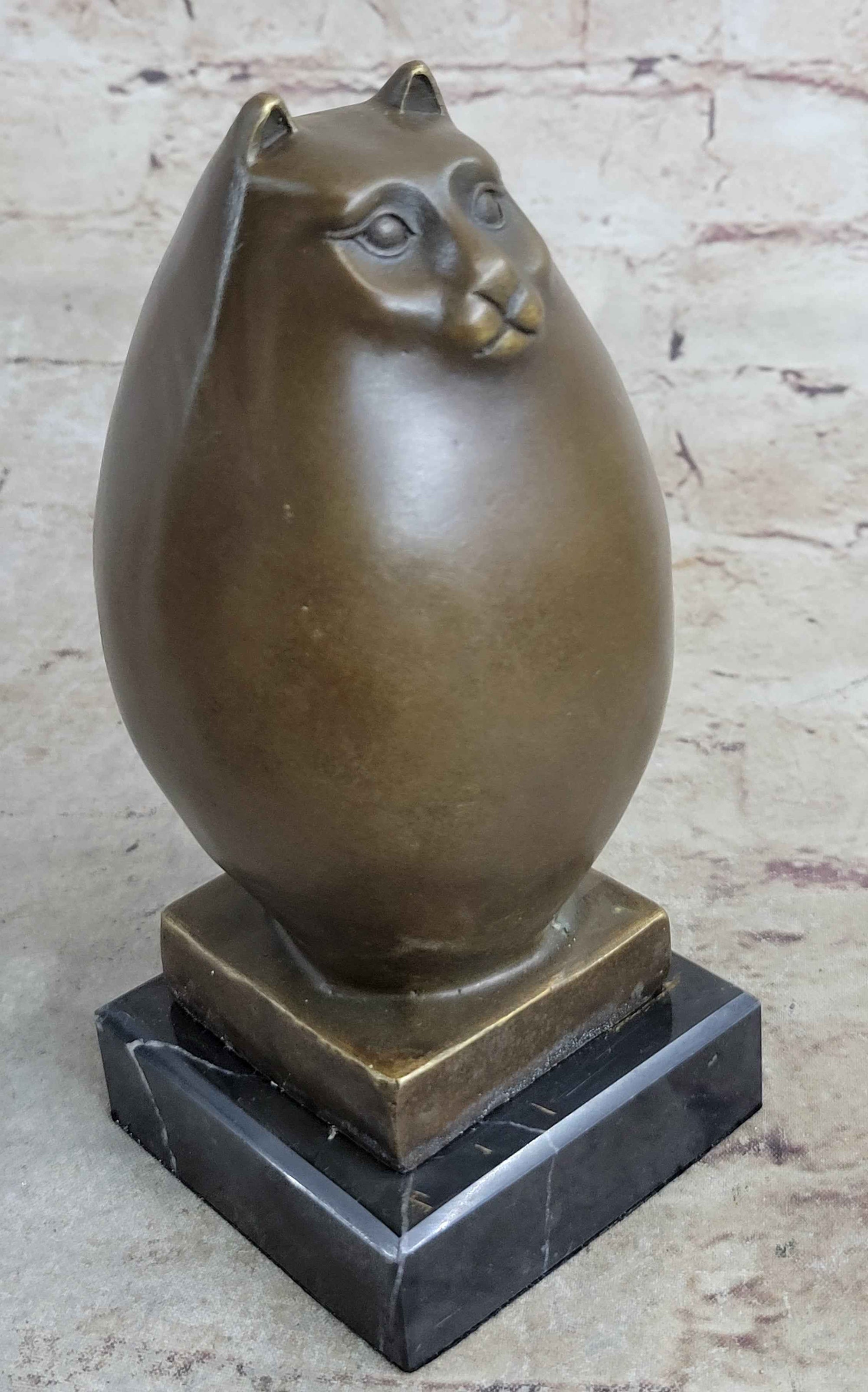 Handcrafted Detailed Hot Cast Cat by Botero Bronze Sculpture Statue Figure Sale