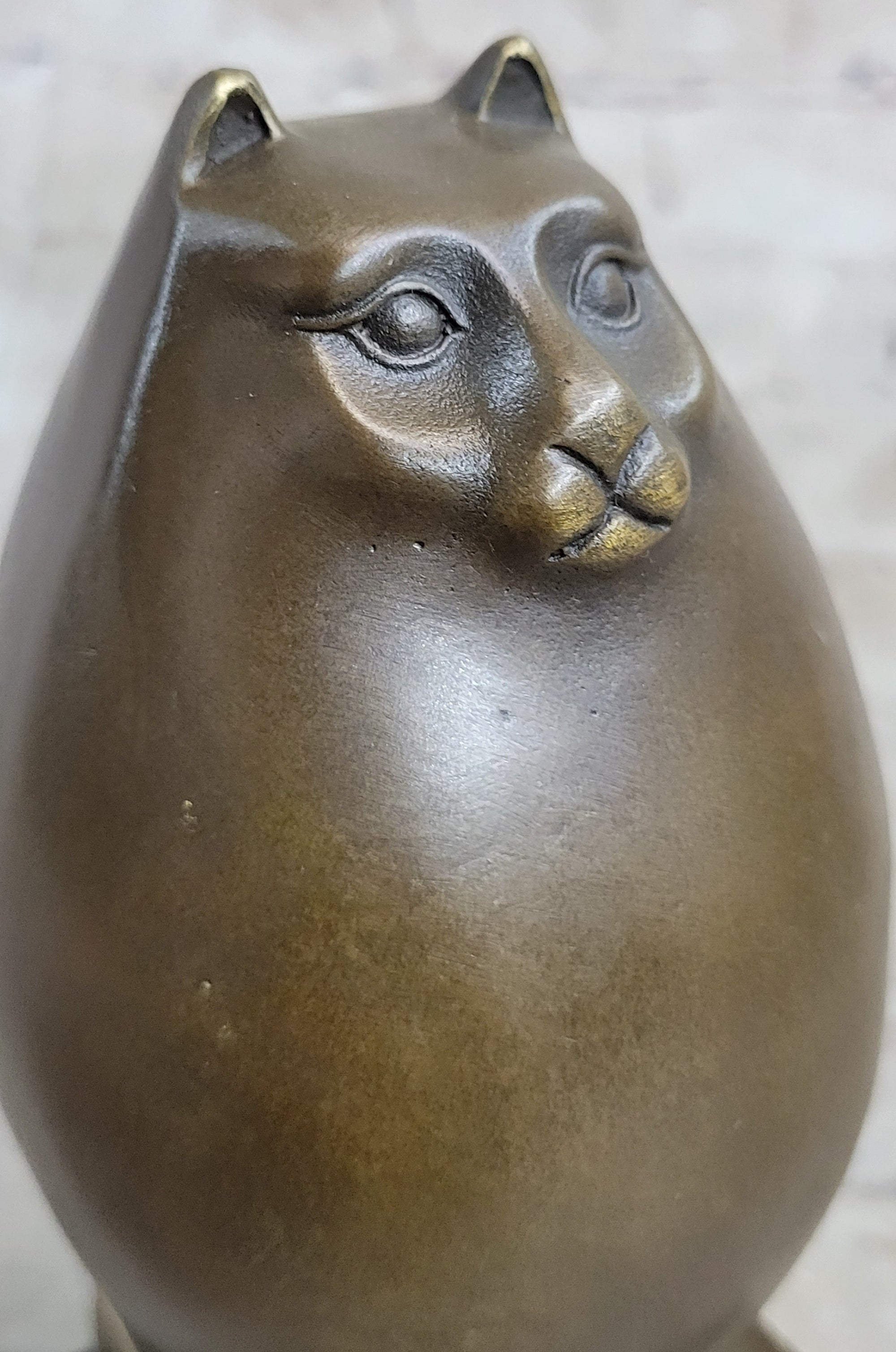Handcrafted Detailed Hot Cast Cat by Botero Bronze Sculpture Statue Figure Sale