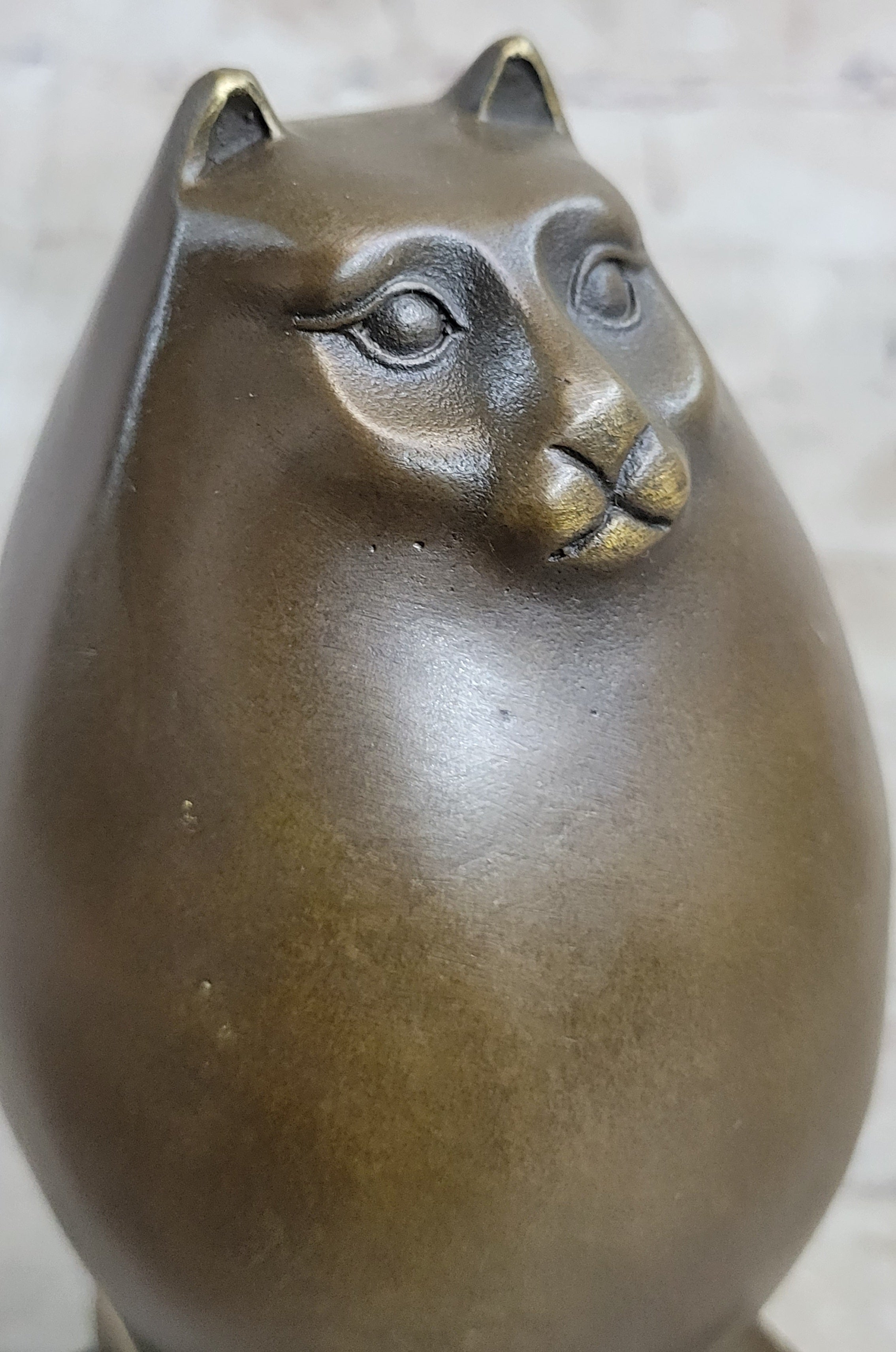 Handcrafted Detailed Hot Cast Cat by Botero Bronze Sculpture Statue Figure Sale