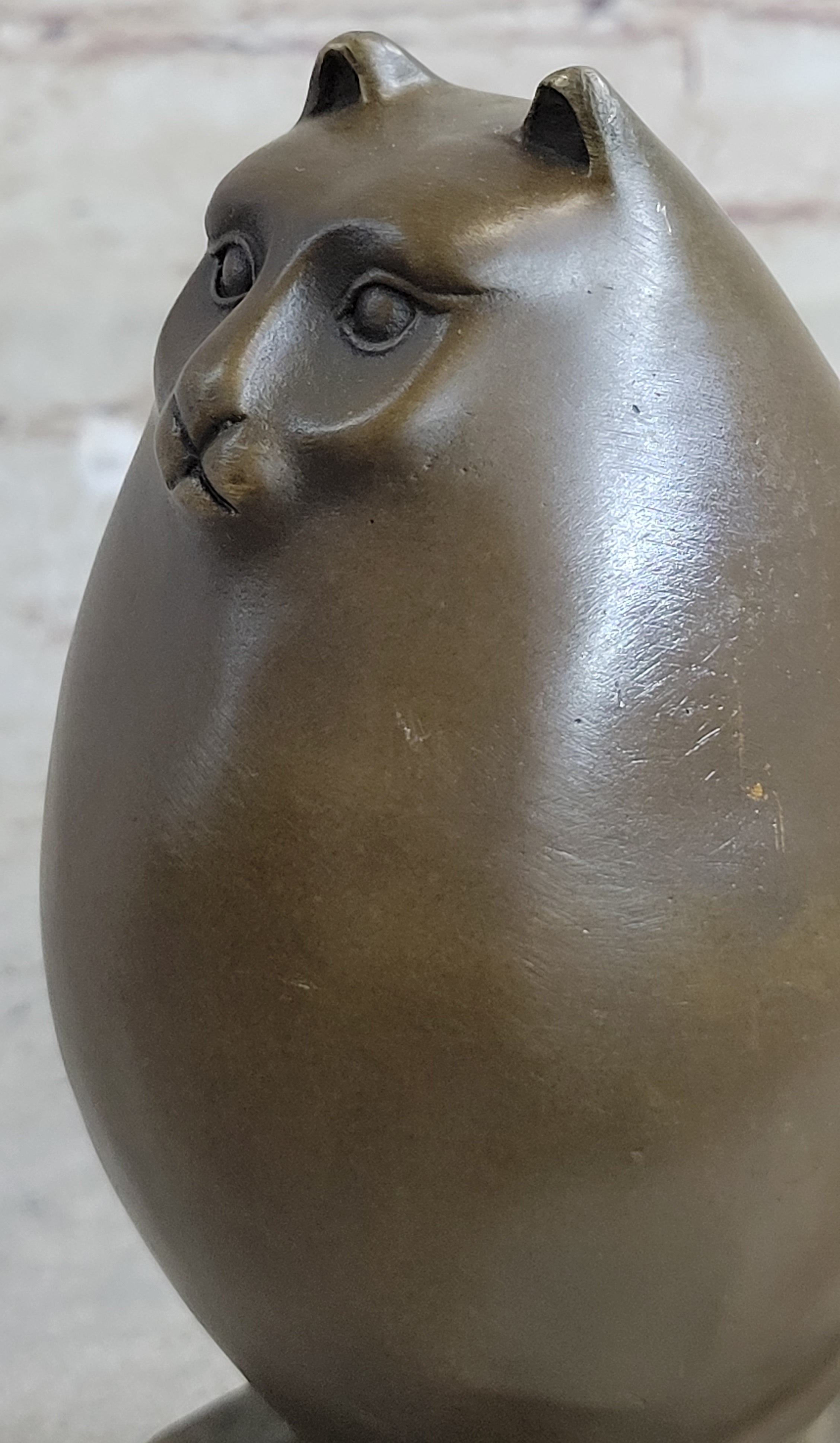 Handcrafted Detailed Hot Cast Cat by Botero Bronze Sculpture Statue Figure Sale
