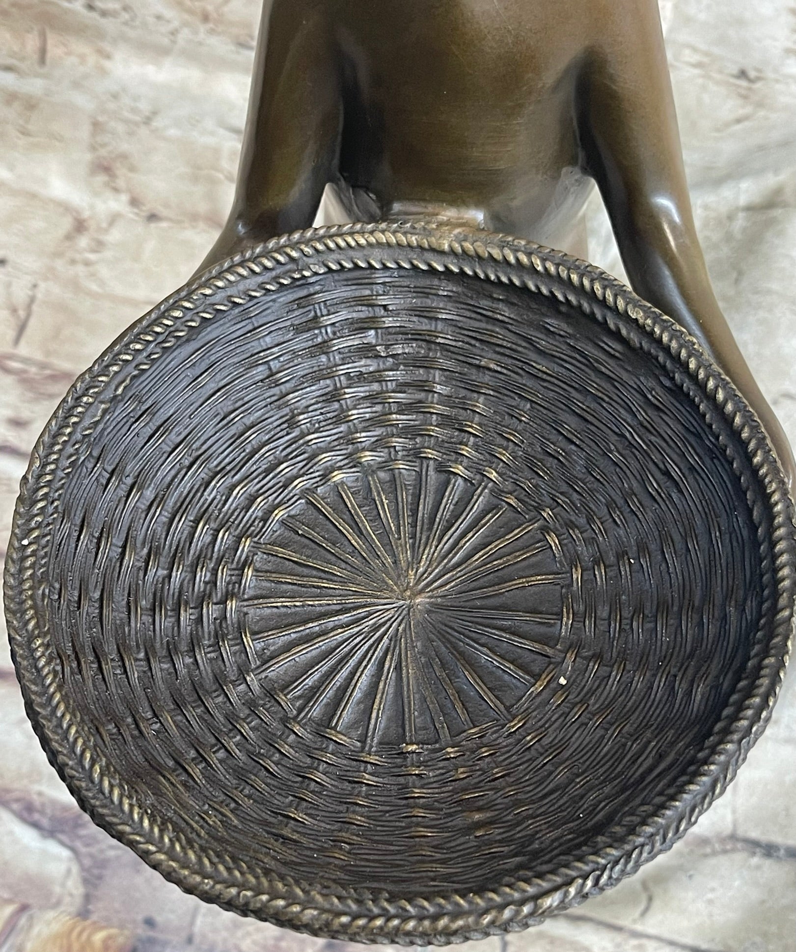 Standing Cat Business Card Holder Key Dish Bronze Sculpture Statue Figure Marble Base