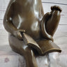 Cat in Eyeglasses Reading a Book Bronze Metal Figurine Sculpture Signed Art