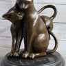 Art Deco Two Large Household Cat Playing with each other Bronze Sculpture Statue