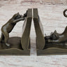 Playful Bronze Cat Bookends; Whimsical Feline Library Décor Signed Original Art