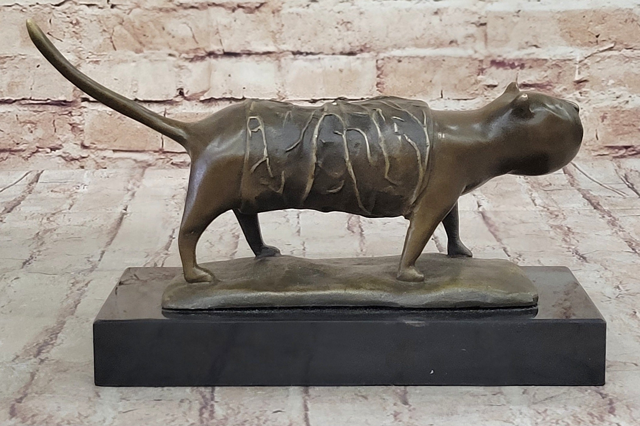 Fernando Botero Skinny Cat Bronze Abstract Modern Art Sculpture Statue Decor 7" x 11"