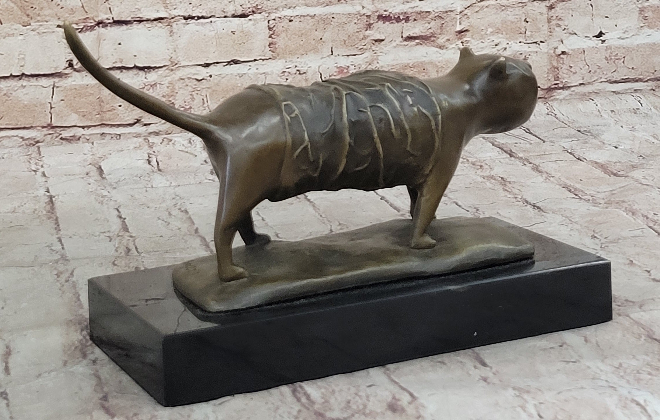 Fernando Botero Skinny Cat Bronze Abstract Modern Art Sculpture Statue Decor 7" x 11"