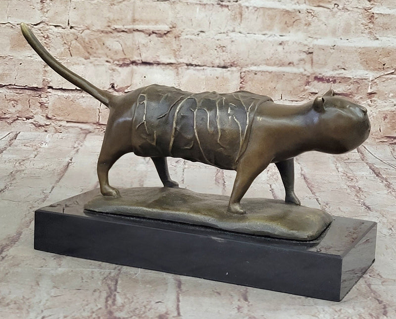 Fernando Botero Skinny Cat Bronze Abstract Modern Art Sculpture Statue Decor 7" x 11"