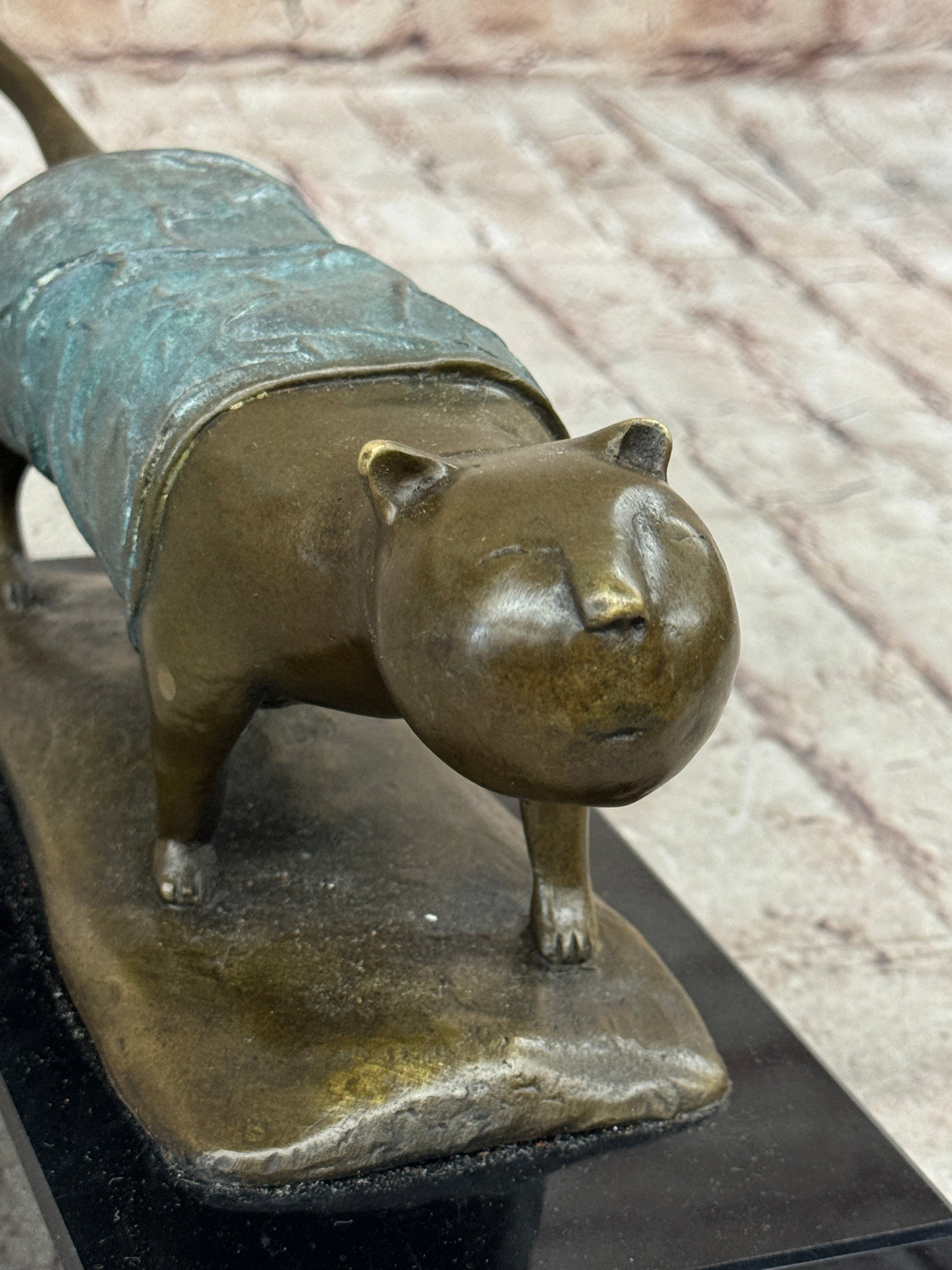 Abstract Cat Bronze Metal Sculpture Statue Figure After Fernando Botero