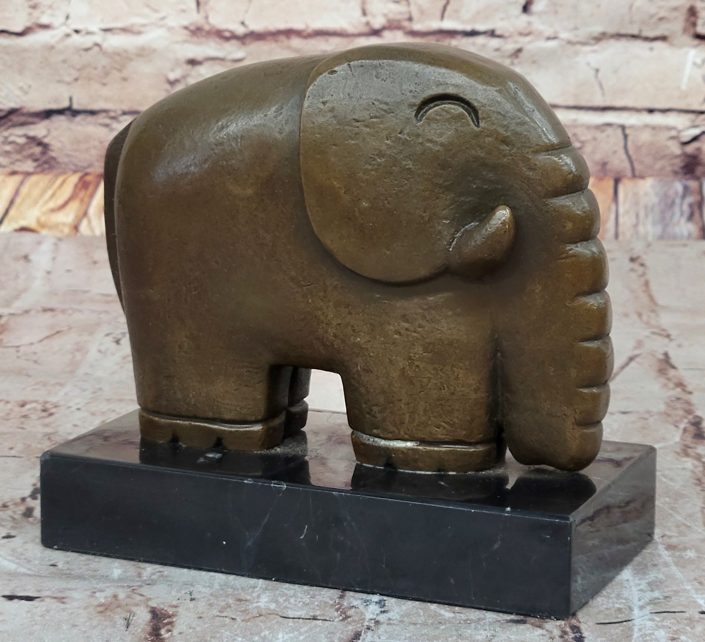 Abstract Modern Elephant Bronze Sculpture Statue Dali Art on Marble Base