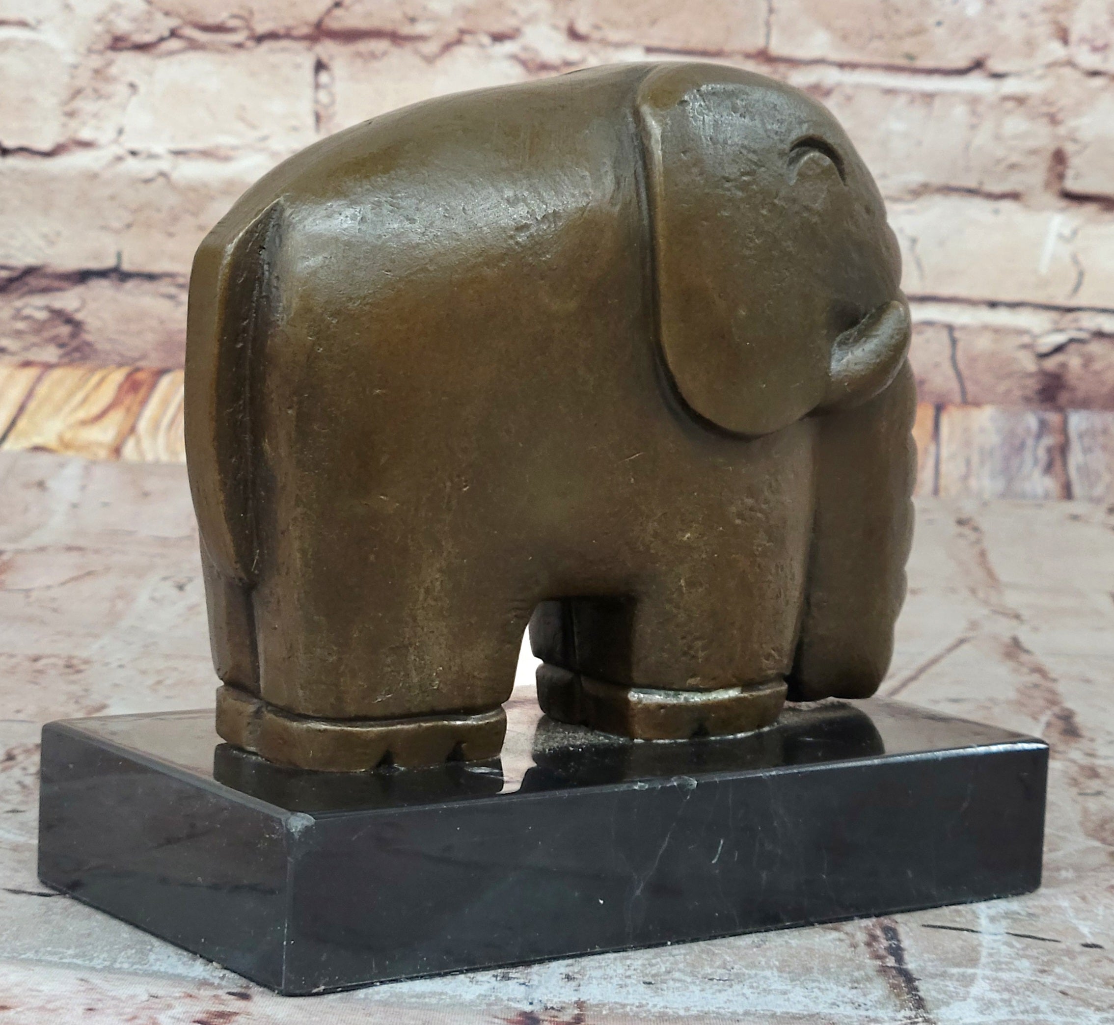 Abstract Modern Elephant Bronze Sculpture Statue Dali Art on Marble Base