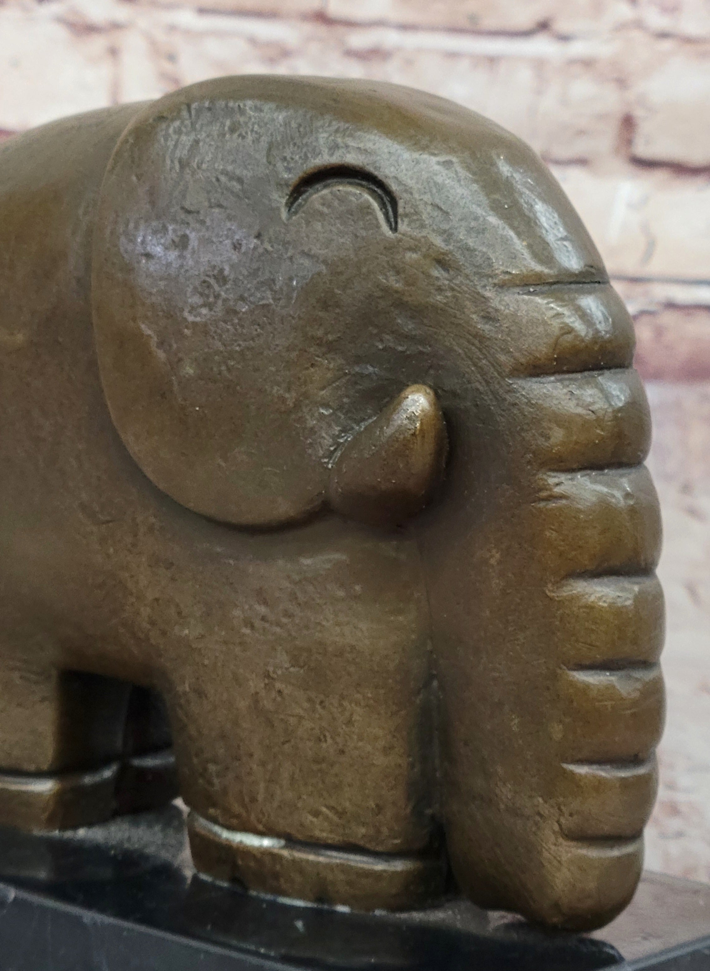 Abstract Modern Elephant Bronze Sculpture Statue Dali Art on Marble Base