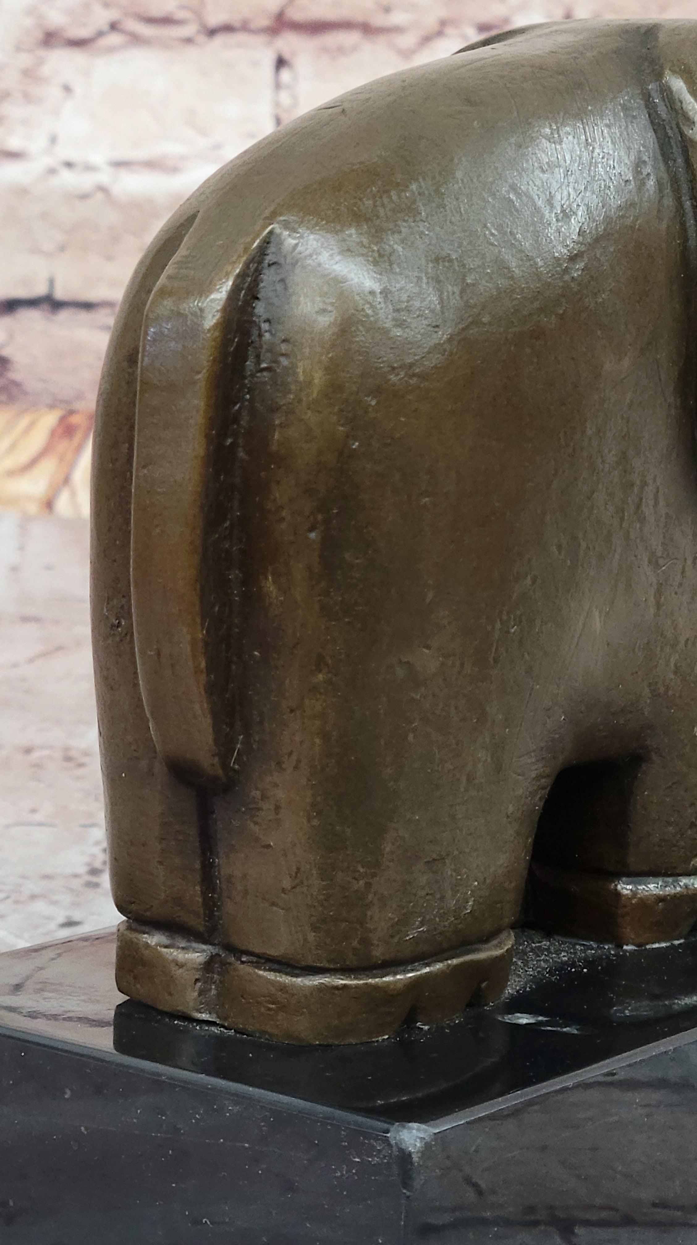 Abstract Modern Elephant Bronze Sculpture Statue Dali Art on Marble Base