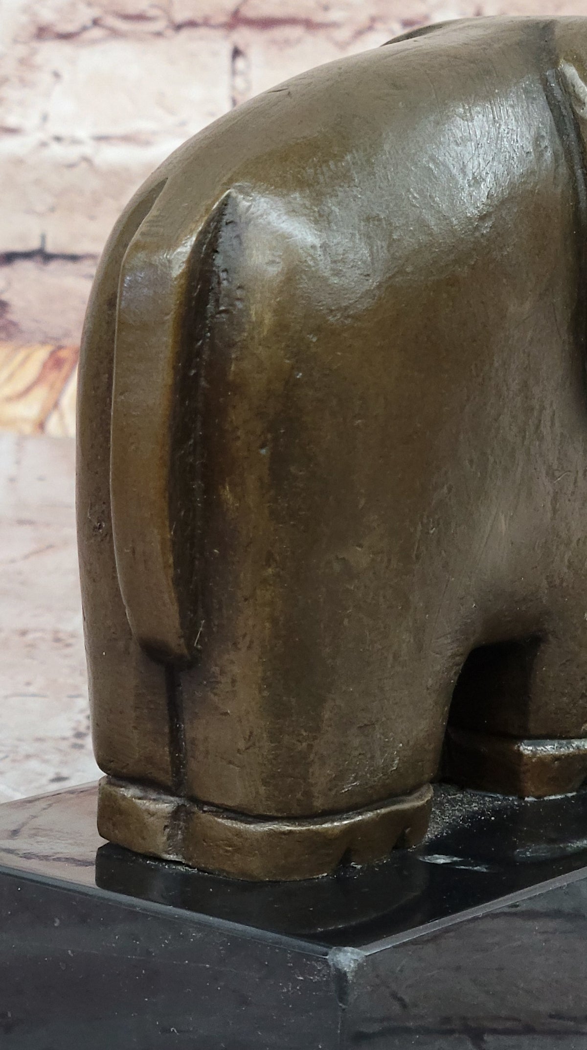 Abstract Modern Elephant Bronze Sculpture Statue Dali Art on Marble Base