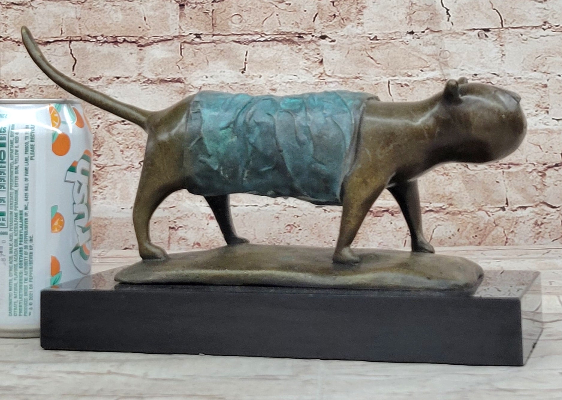 Special Patina Chubby Cat Feline by Botero Genuine Bronze Sculpture Figurine