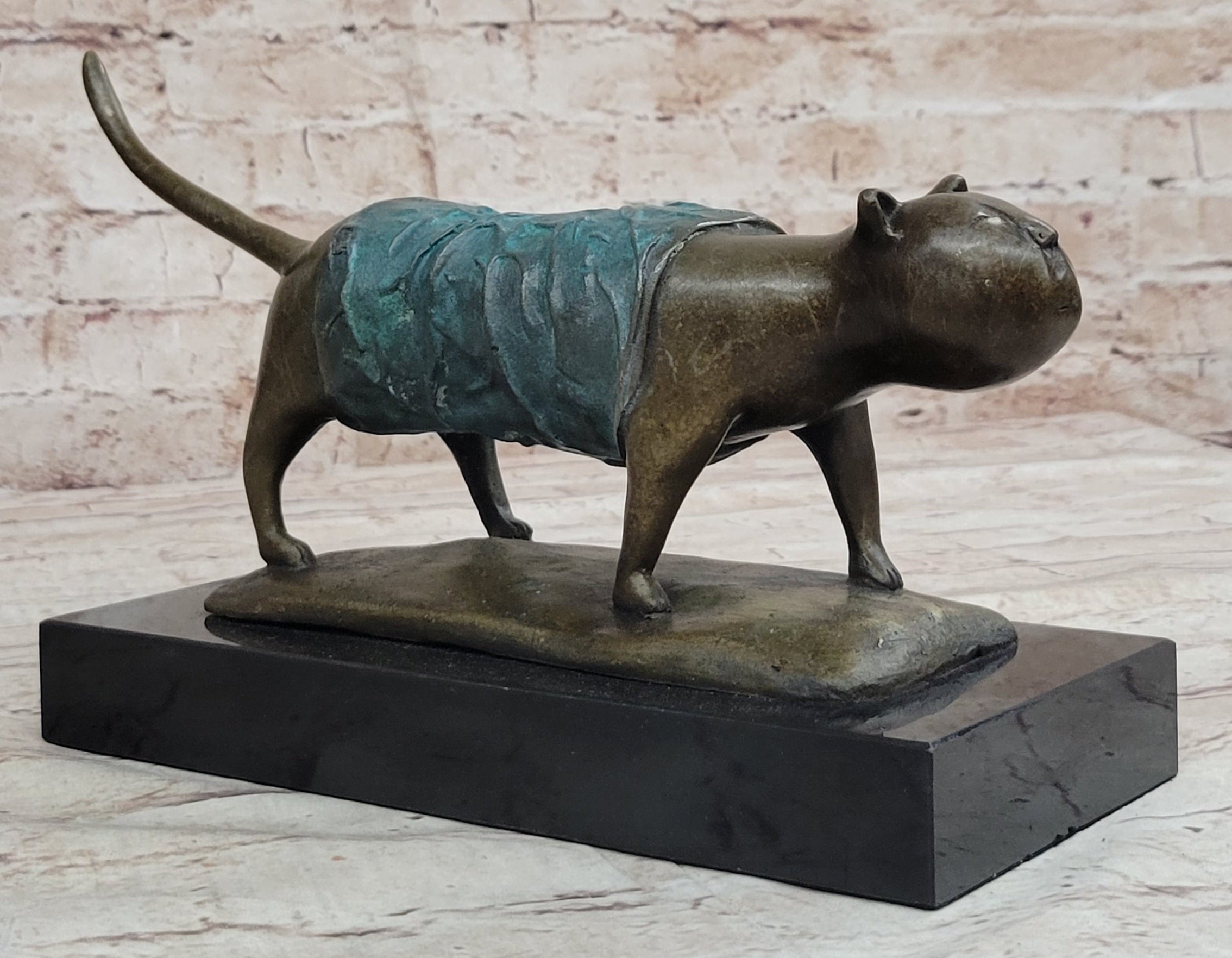 Special Patina Chubby Cat Feline by Botero Genuine Bronze Sculpture Figurine