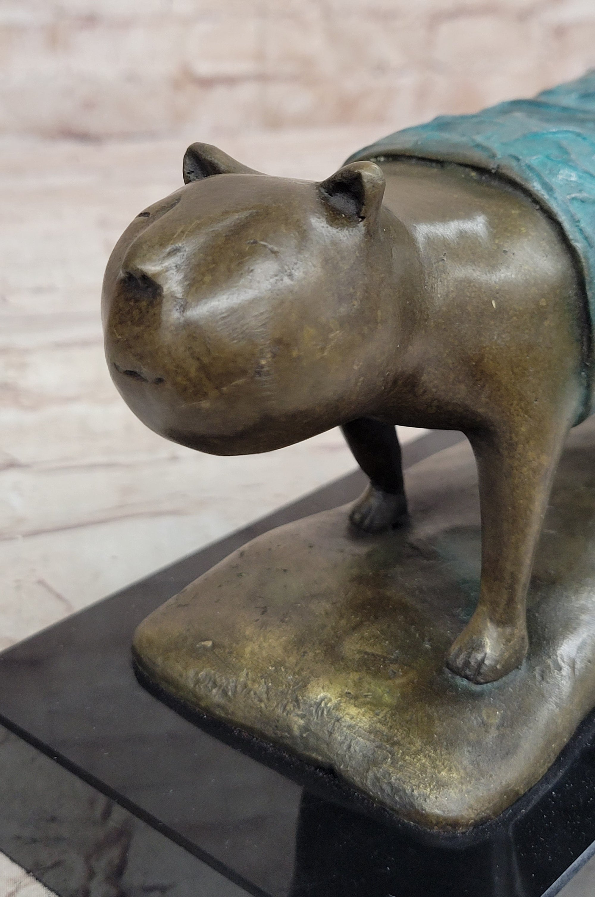 Special Patina Chubby Cat Feline by Botero Genuine Bronze Sculpture Figurine