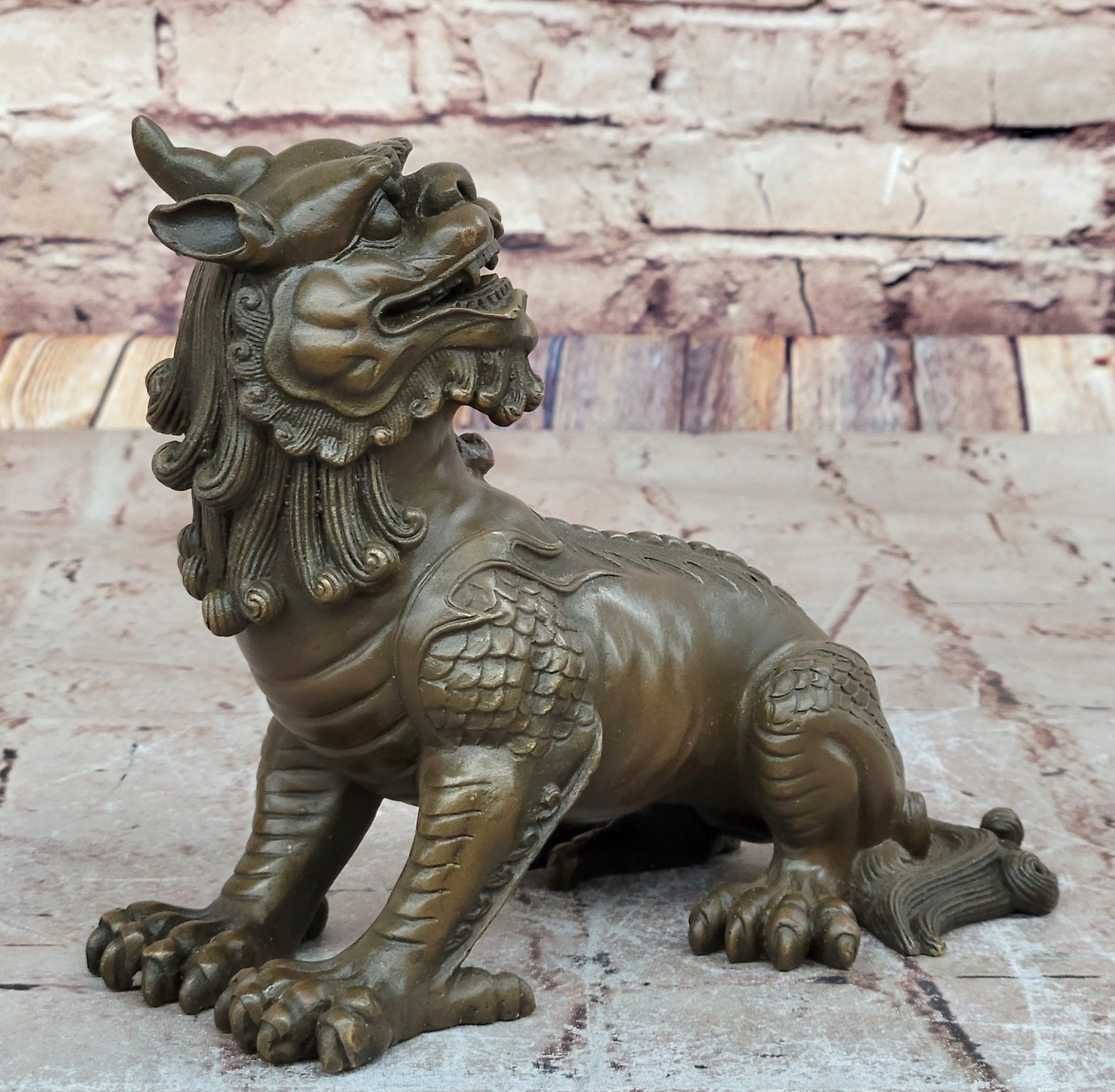 Vintage Japanese Chinese Asian Foo Dog Shishi Temple Guardian Bronze Lion Sale