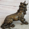 Folk Chinese Bronze Evil Talisman Guardian Door Lion Fu Foo Dog Statue Sale Gift