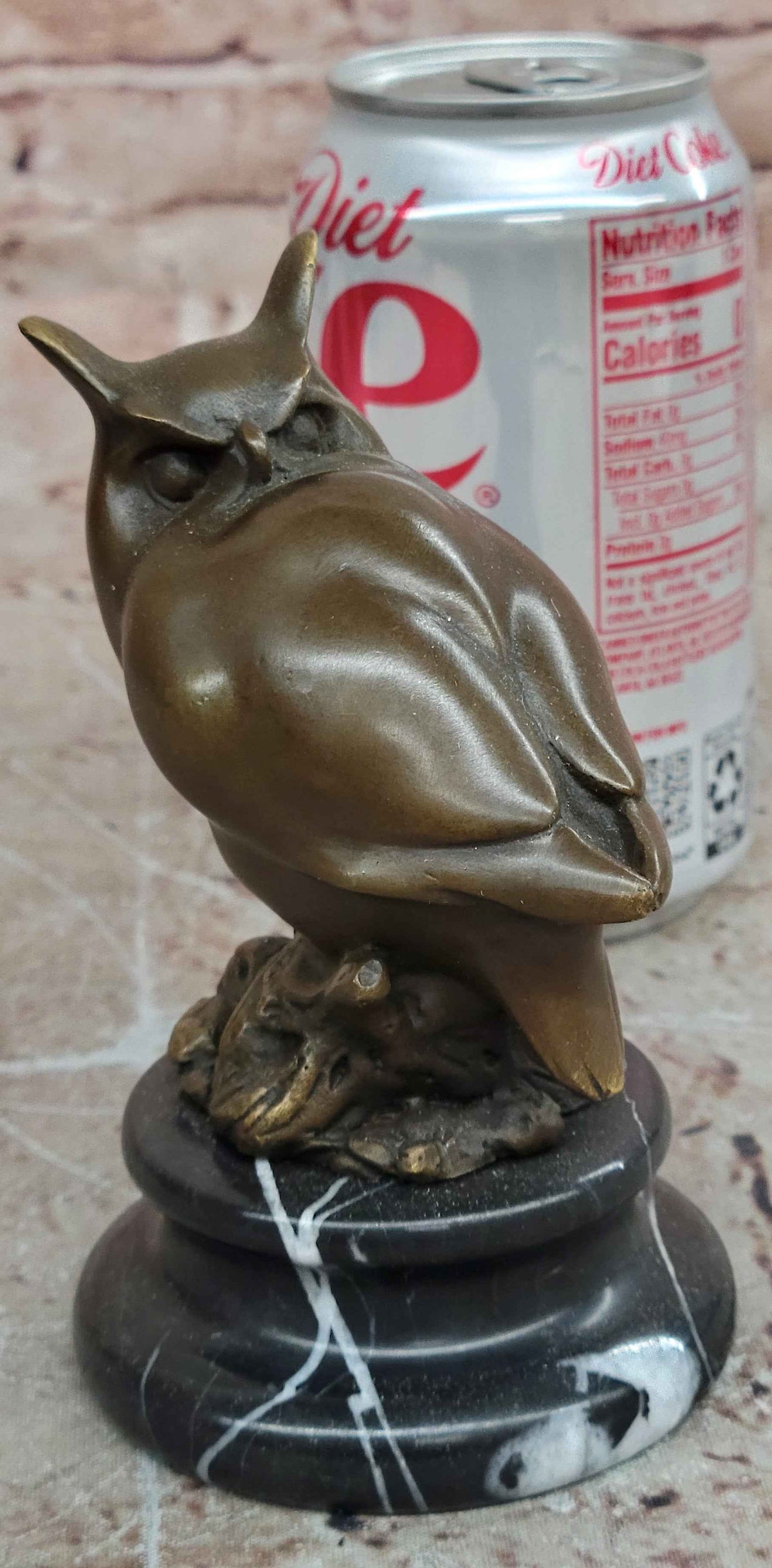 Art Deco Bronze Owl Sculpture – Stylized Bird Statue on Marble Base