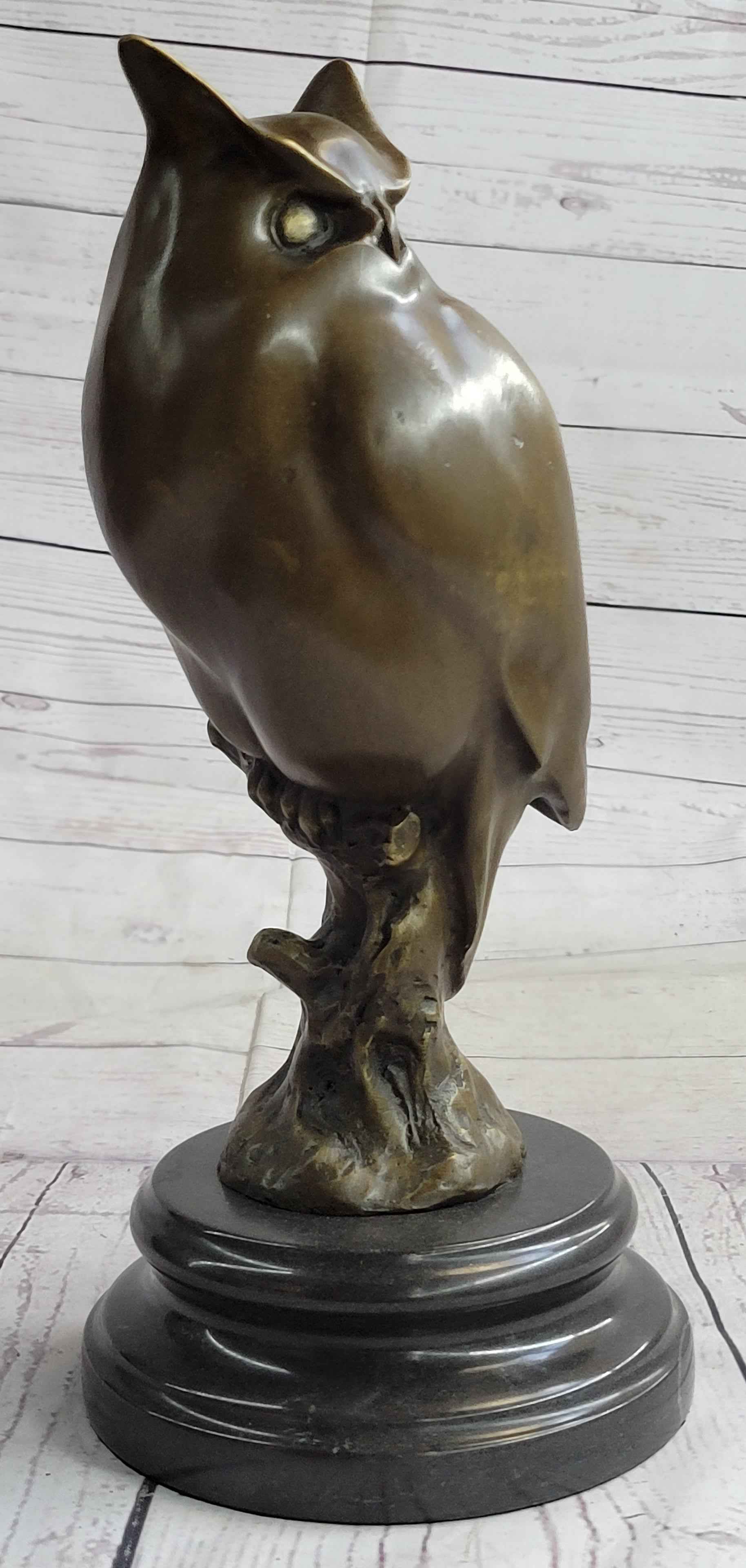 Original Milo Abstract Modern Art Owl Bird Bronze Sculpture Marble Statue Figurine 12" x 5.5"