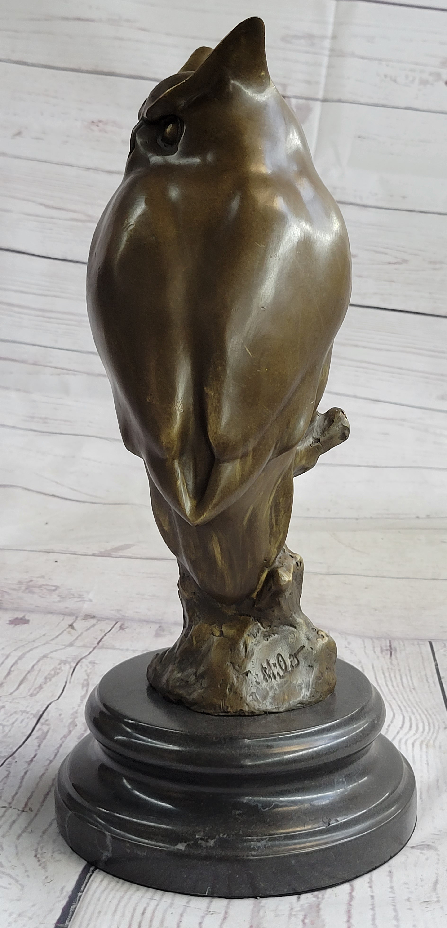Original Milo Abstract Modern Art Owl Bird Bronze Sculpture Marble Statue Figurine 12" x 5.5"