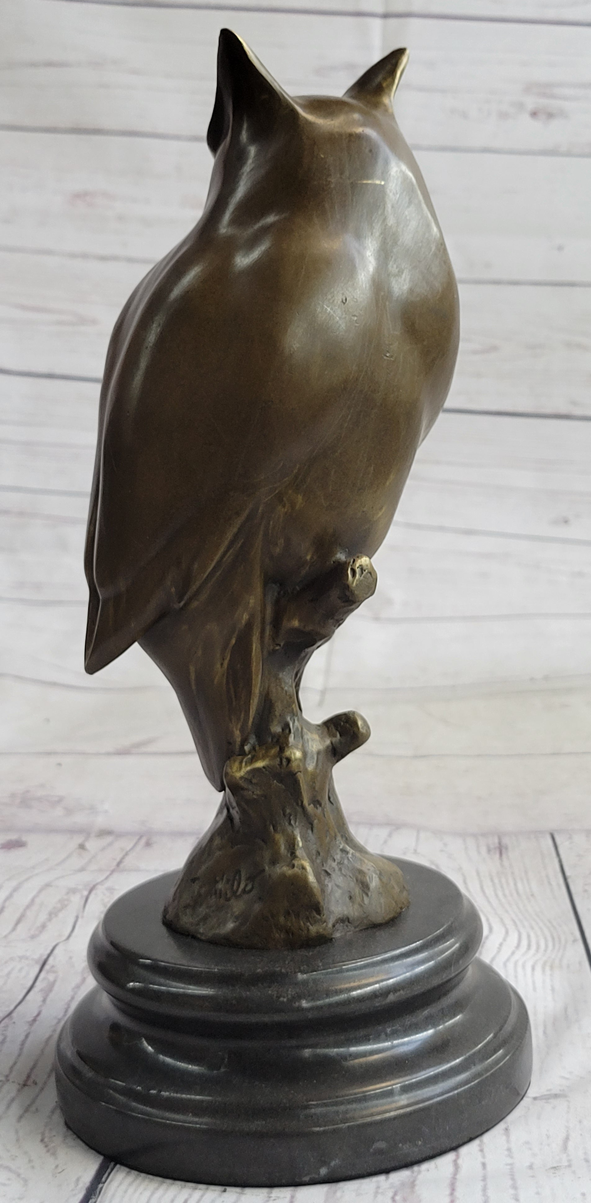 Original Milo Abstract Modern Art Owl Bird Bronze Sculpture Marble Statue Figurine 12" x 5.5"