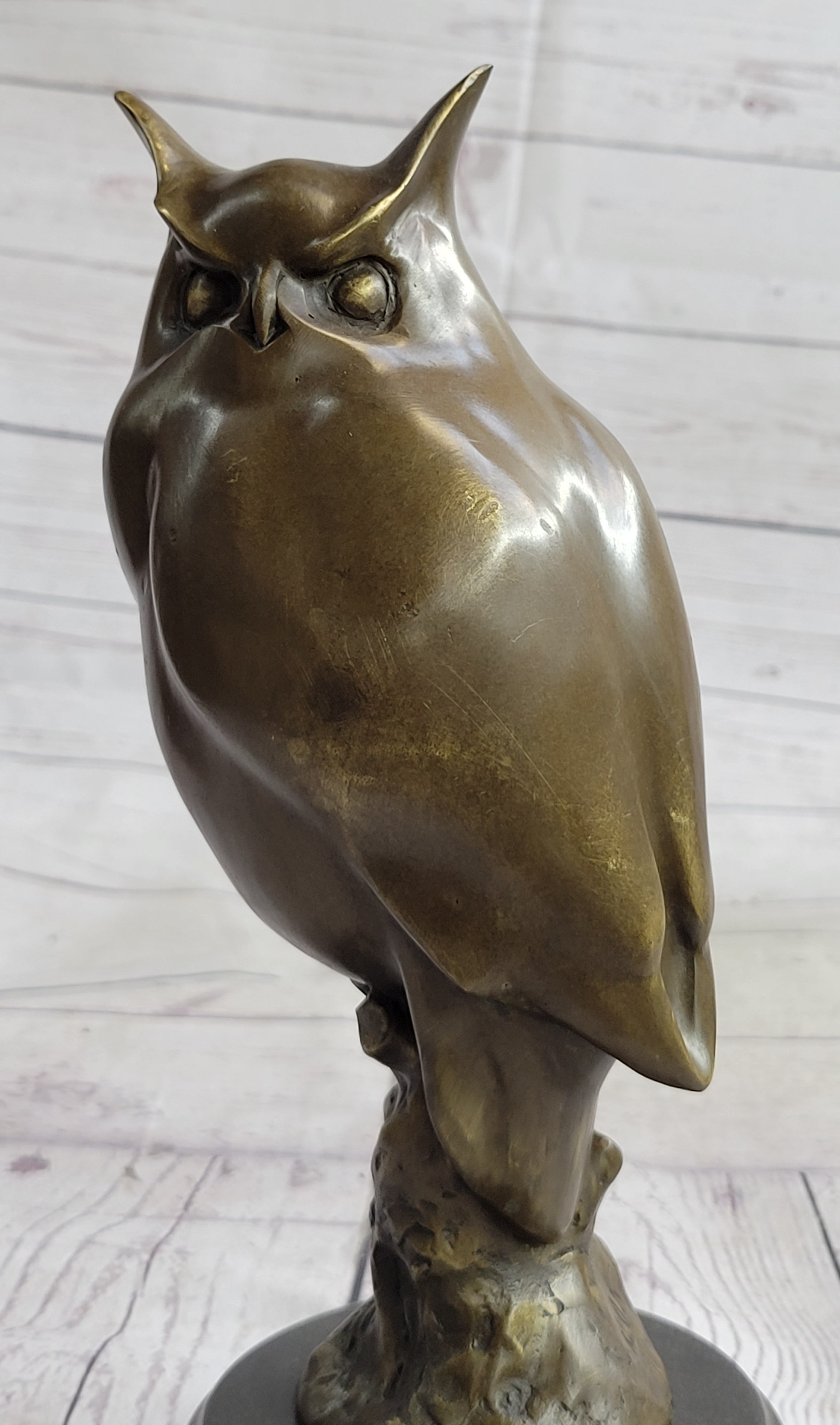 Original Milo Abstract Modern Art Owl Bird Bronze Sculpture Marble Statue Figurine 12" x 5.5"