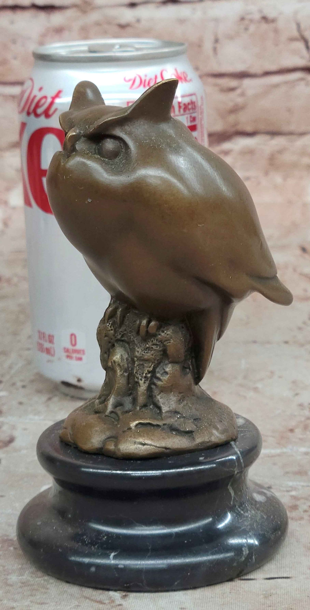 Bronze Owl Sculpture – Art Deco Stylized Bird Statue on Marble Base