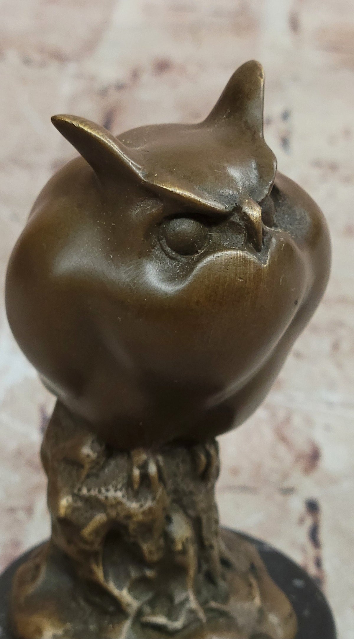 Bronze Owl Sculpture – Art Deco Stylized Bird Statue on Marble Base