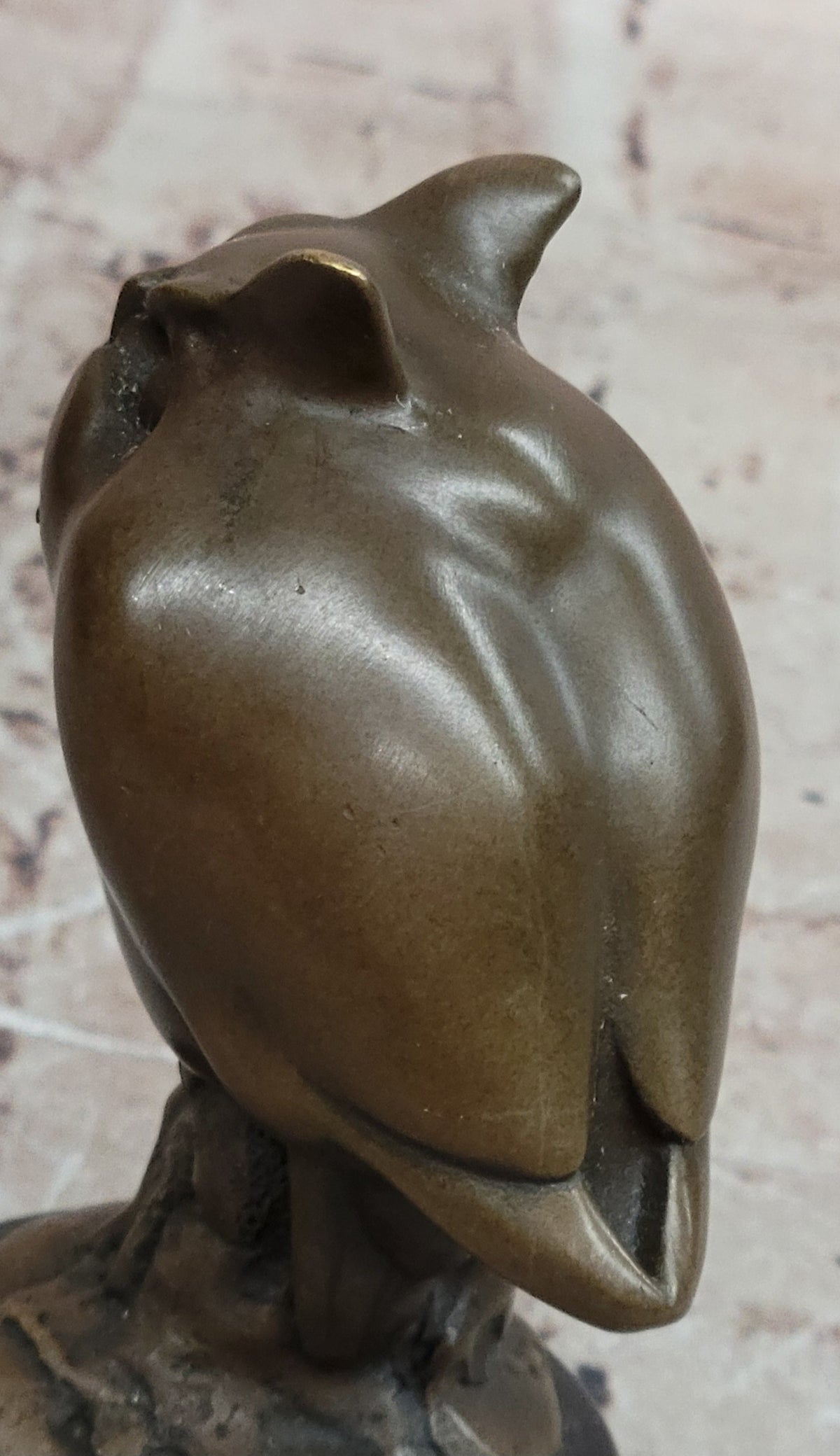 Bronze Owl Sculpture – Art Deco Stylized Bird Statue on Marble Base