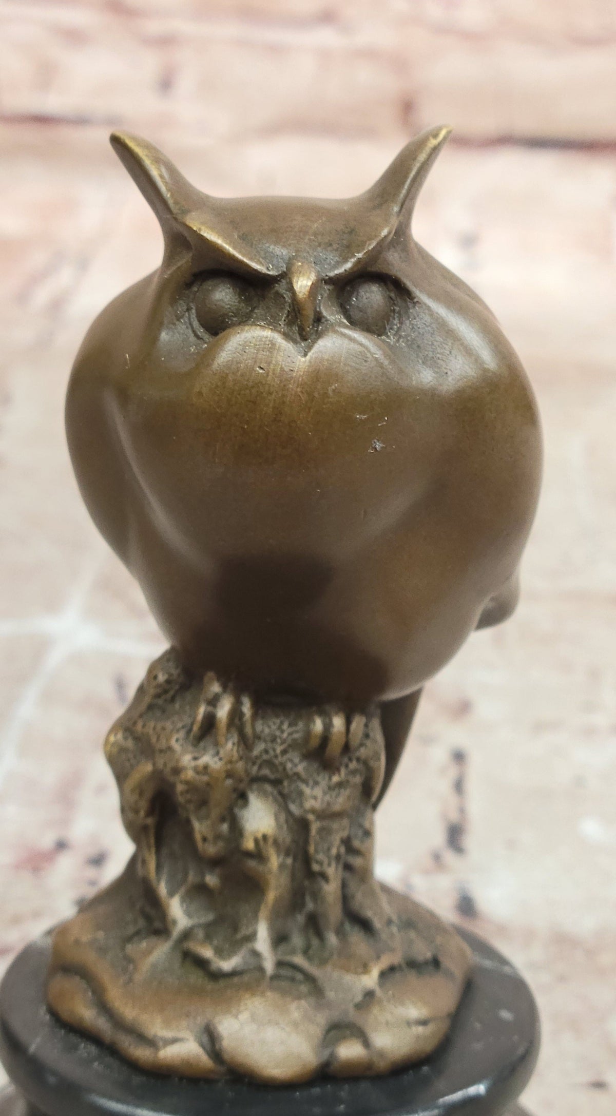 Bronze Owl Sculpture – Art Deco Stylized Bird Statue on Marble Base