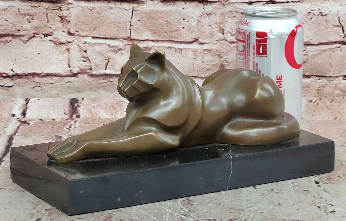 Signed Original Milo Modernist Cat Bronze Sculpture Cubist Design Artwork