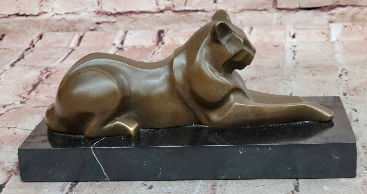 Signed Original Milo Modernist Cat Bronze Sculpture Cubist Design Artwork