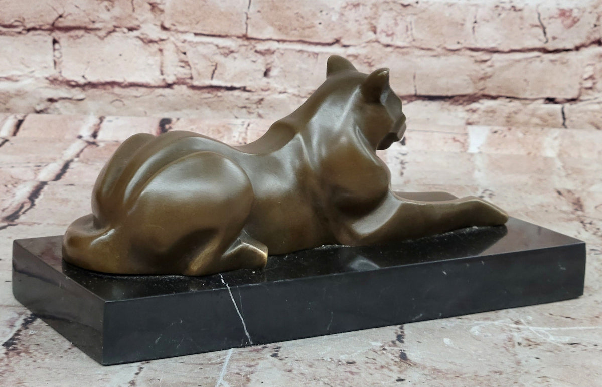 Signed Original Milo Modernist Cat Bronze Sculpture Cubist Design Artwork