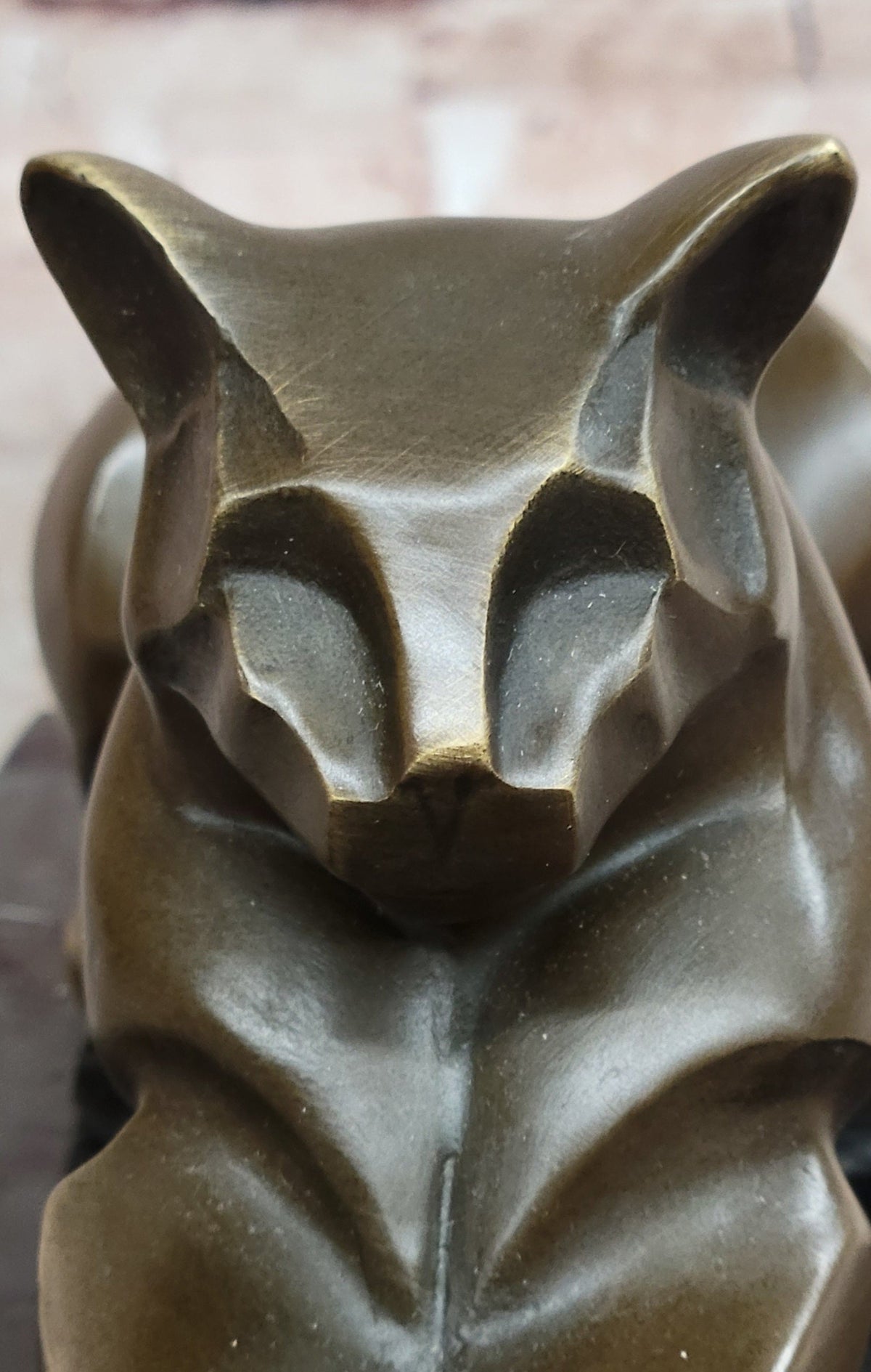 Signed Original Milo Modernist Cat Bronze Sculpture Cubist Design Artwork