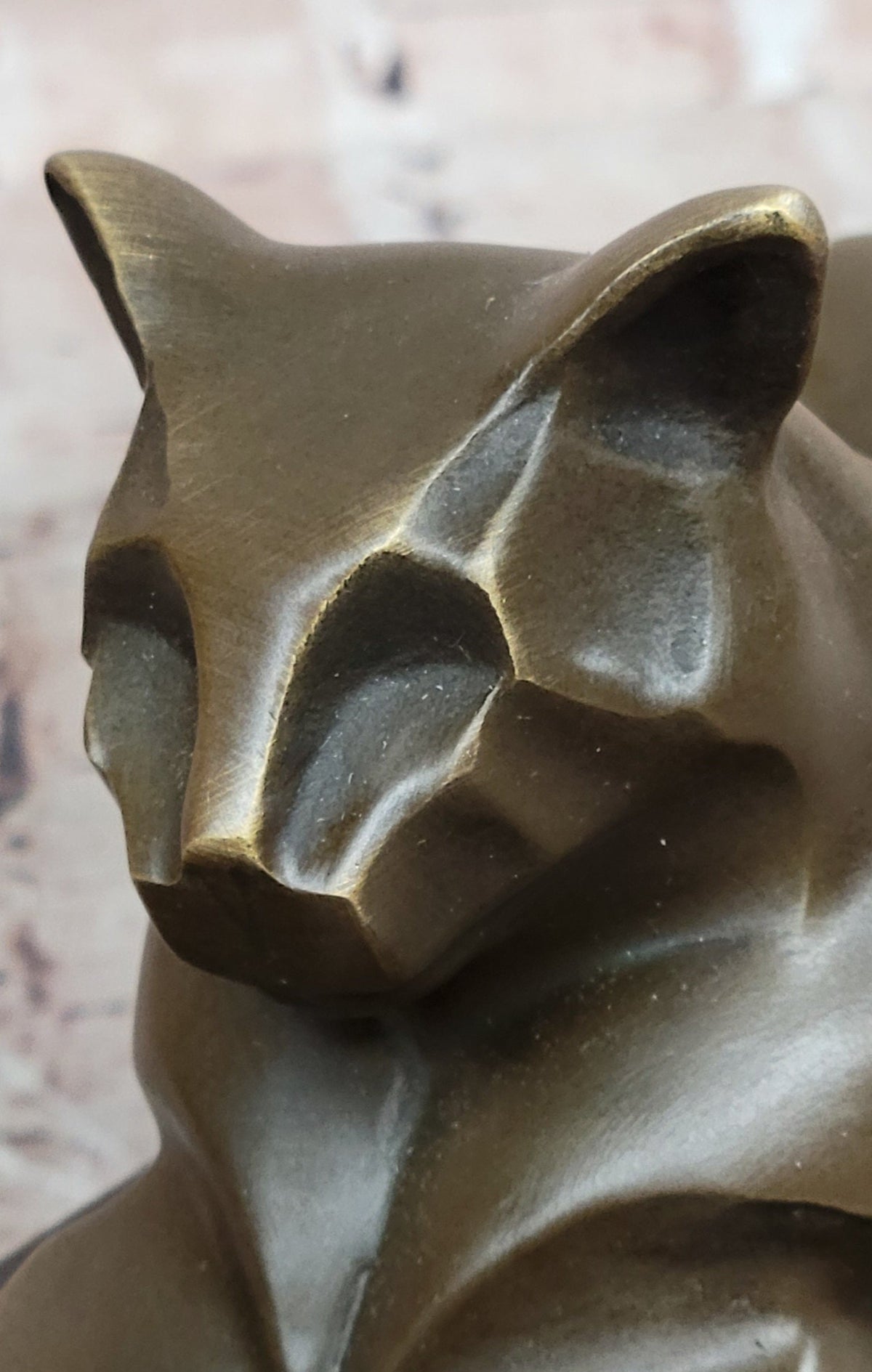 Signed Original Milo Modernist Cat Bronze Sculpture Cubist Design Artwork