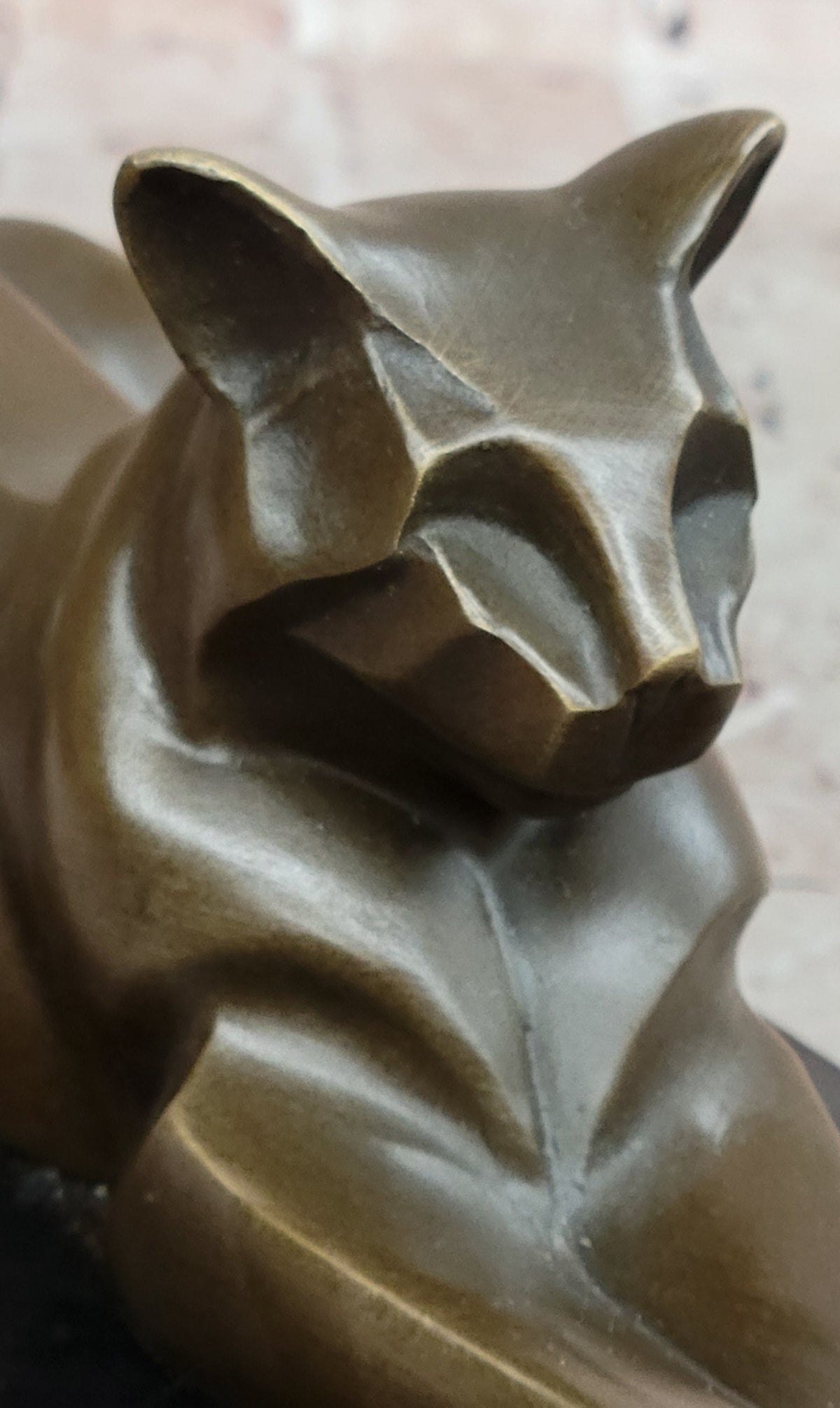 Signed Original Milo Modernist Cat Bronze Sculpture Cubist Design Artwork