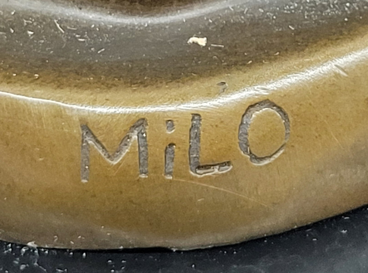 Signed Original Milo Modernist Cat Bronze Sculpture Cubist Design Artwork