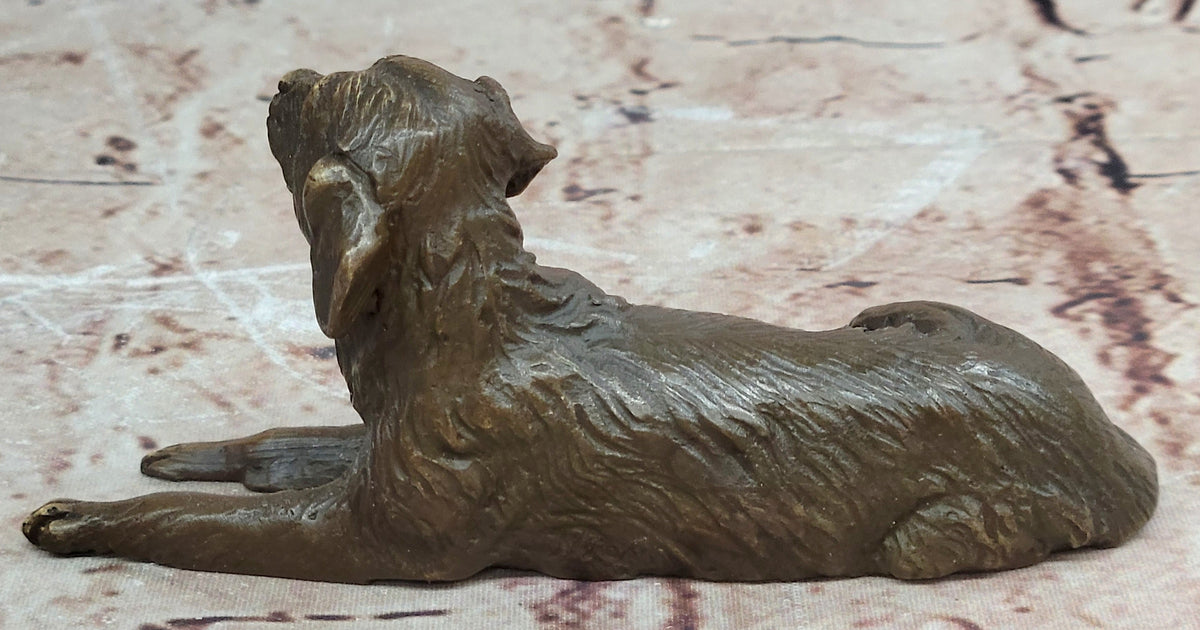 Bronze Reclining Dog Sculpture – Resting Canine Figurative Art Statue