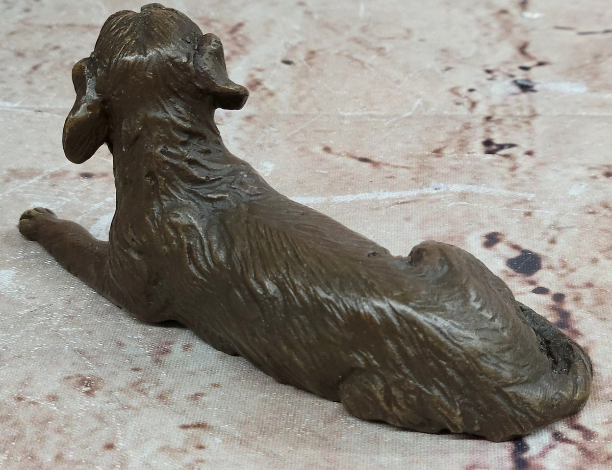Bronze Reclining Dog Sculpture – Resting Canine Figurative Art Statue