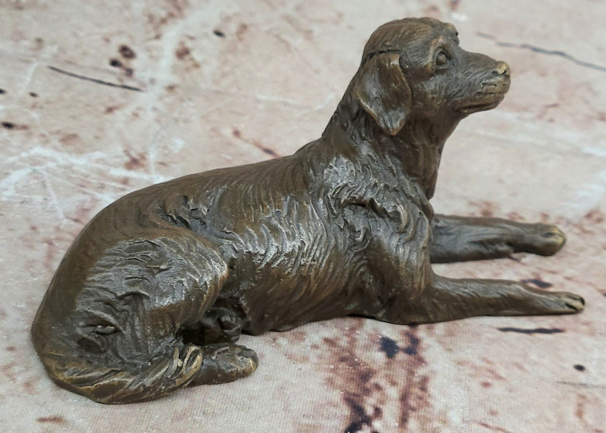 Bronze Reclining Dog Sculpture – Resting Canine Figurative Art Statue