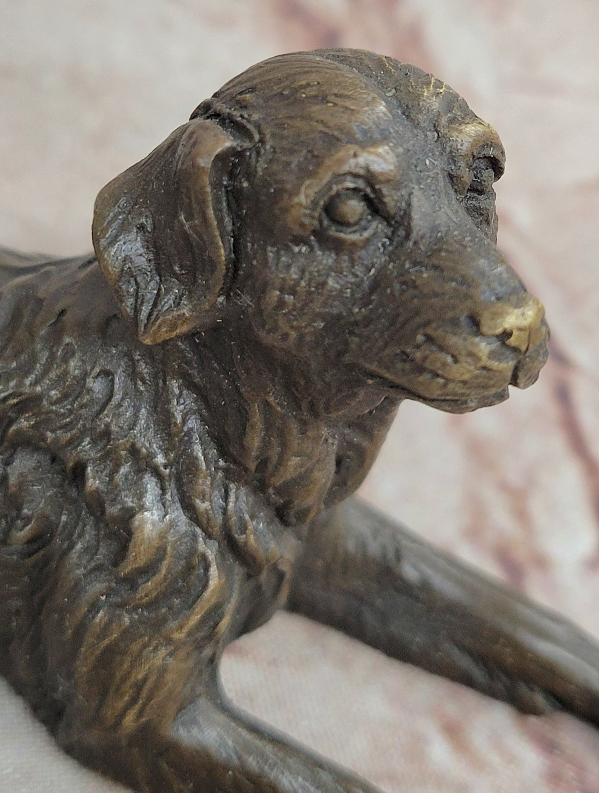 Bronze Reclining Dog Sculpture – Resting Canine Figurative Art Statue
