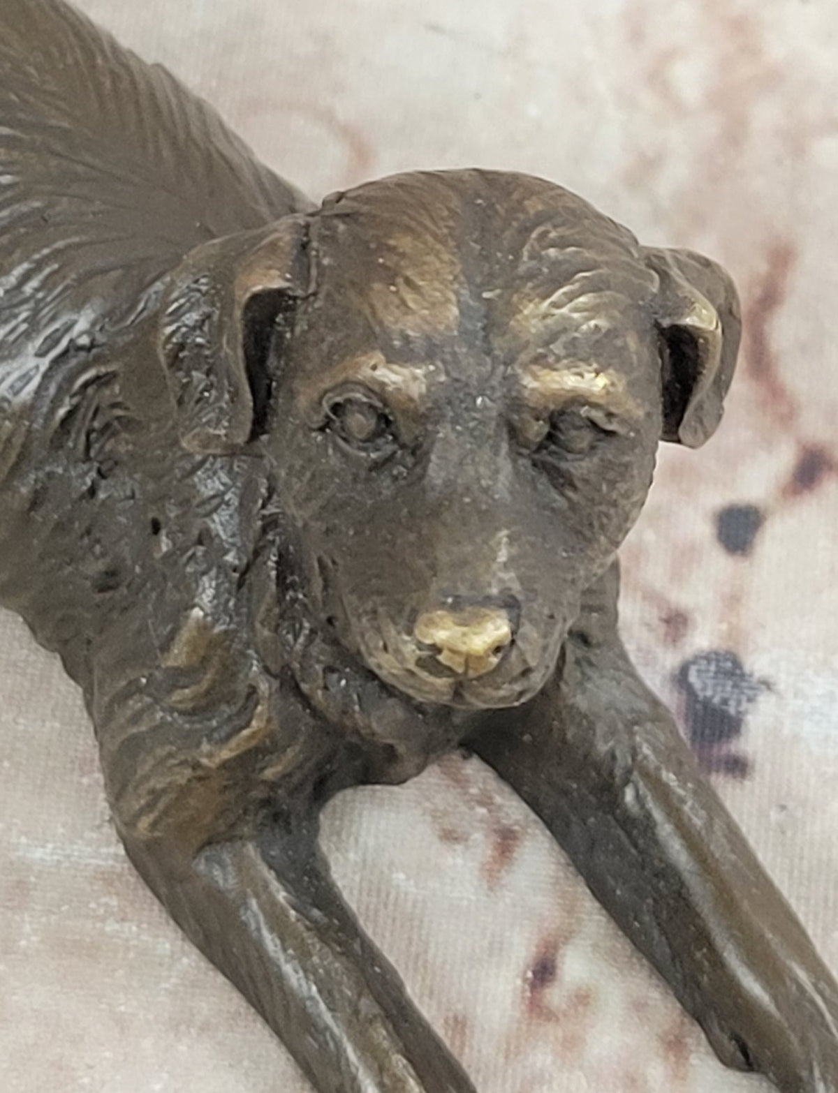 Bronze Reclining Dog Sculpture – Resting Canine Figurative Art Statue